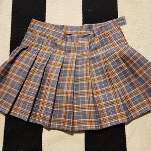 High Waist Plaid A Line Pleated Mini Skort/Skirt